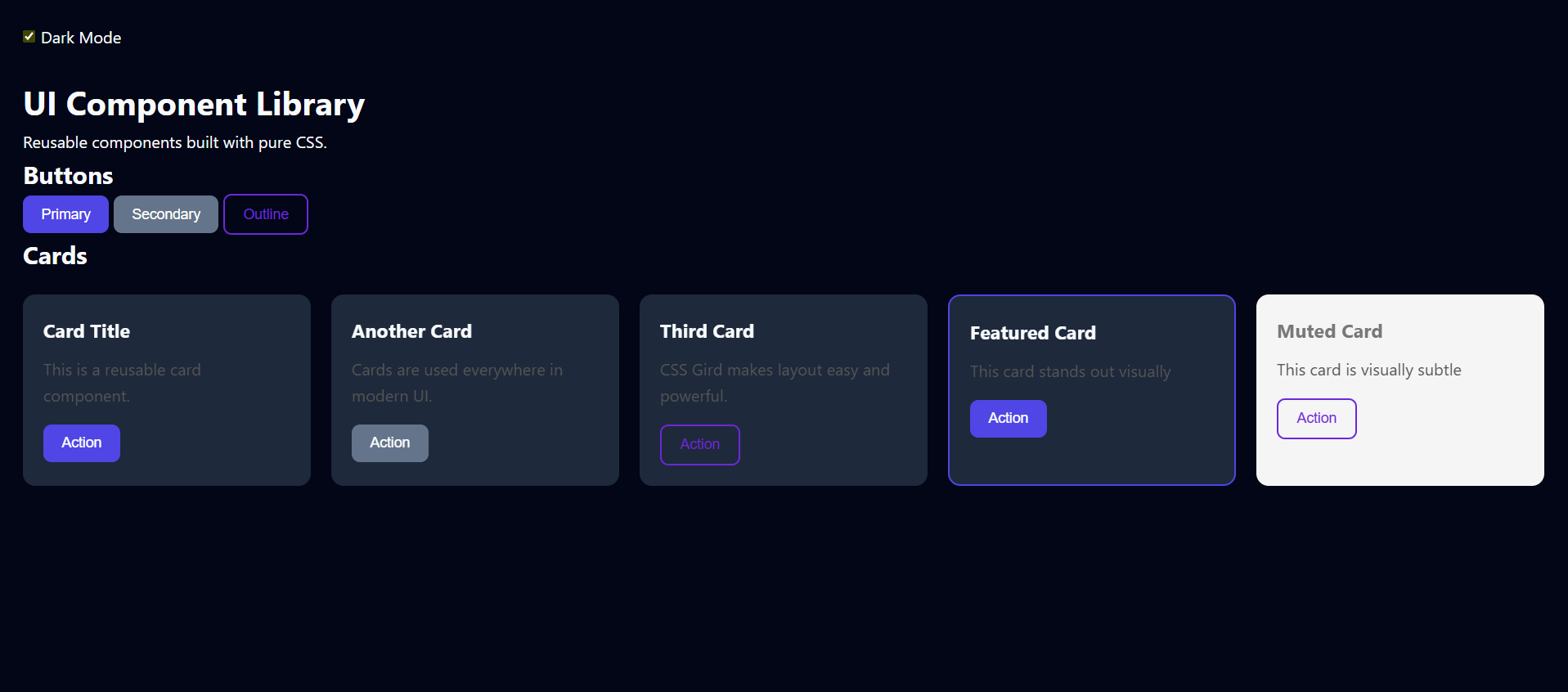 UI-Component-Library (Dark Mode)